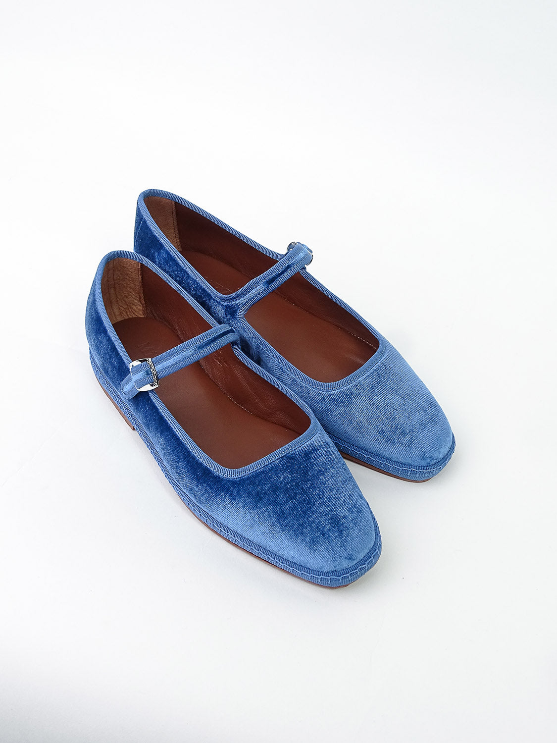 Mary Jane in velluto, sea mist