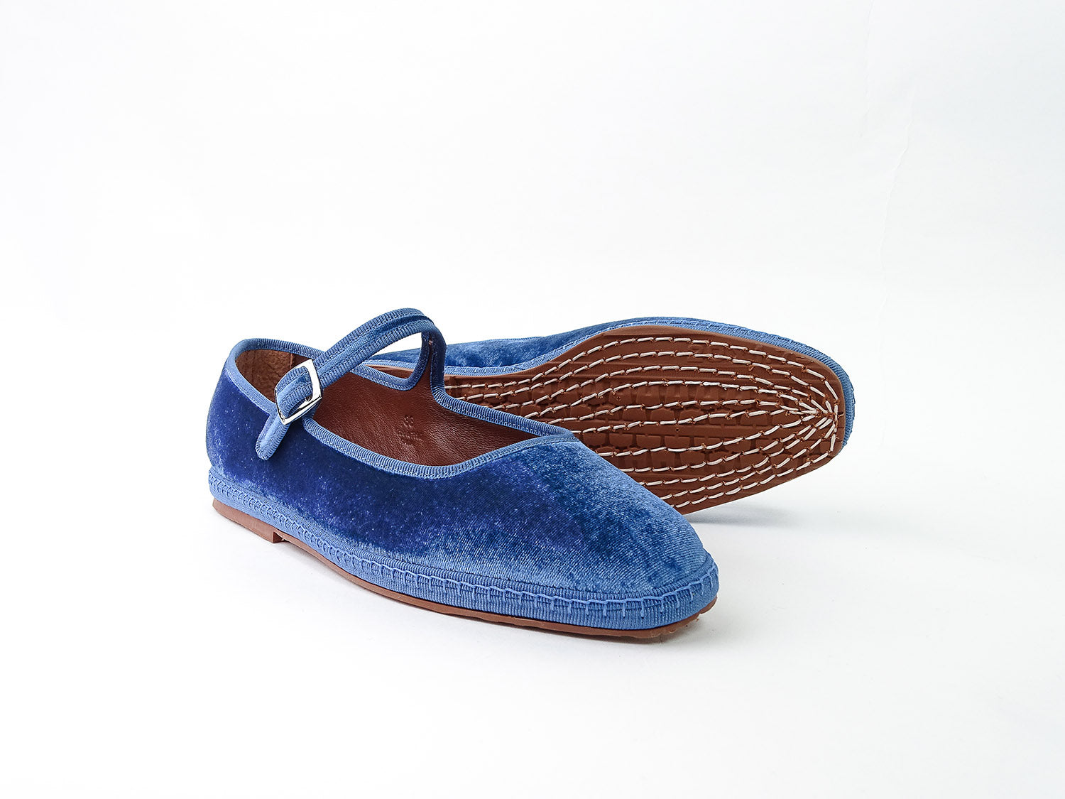 Mary Jane in velluto, sea mist