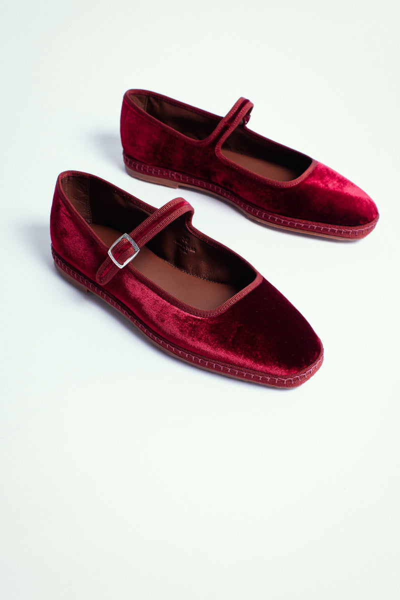 Mary Jane in velluto, deep red - miez