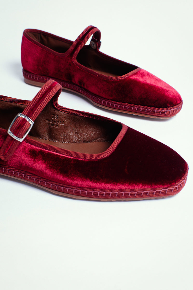 Mary Jane in velluto, deep red - miez