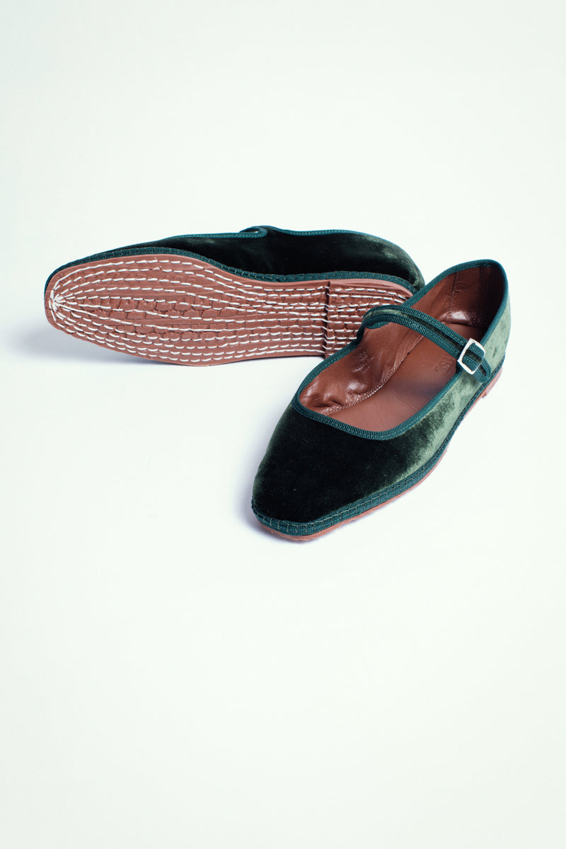 Mary Jane in velluto, olive - miez