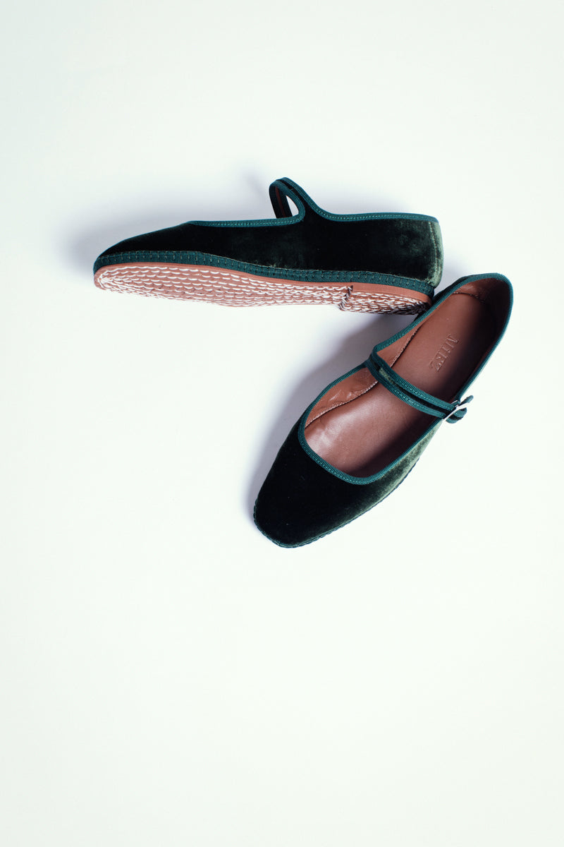 Mary Jane in velluto, olive - miez