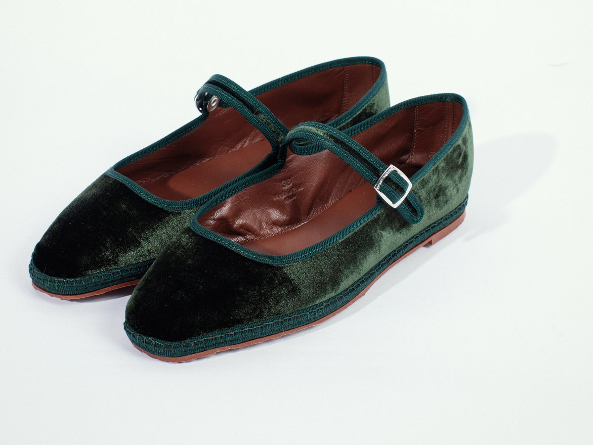 Mary Jane in velluto, olive - miez