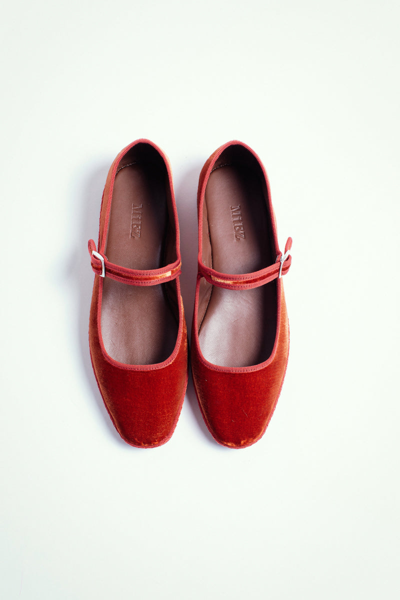 Mary Jane in velluto, burnt orange - miez