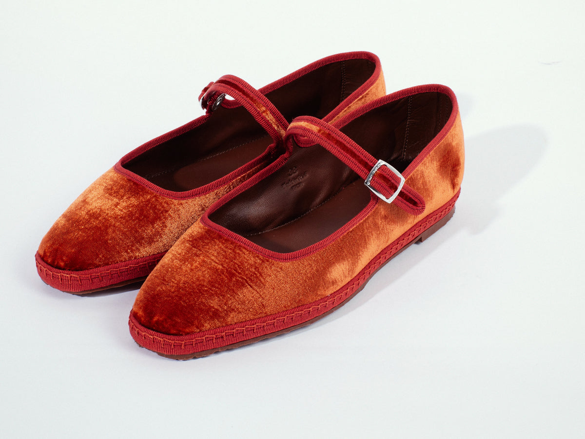 Mary Jane in velluto, burnt orange - miez