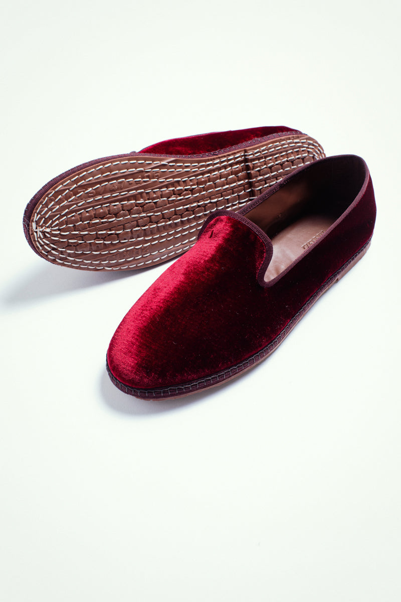 Friulana da uomo in velluto, deep red - miez