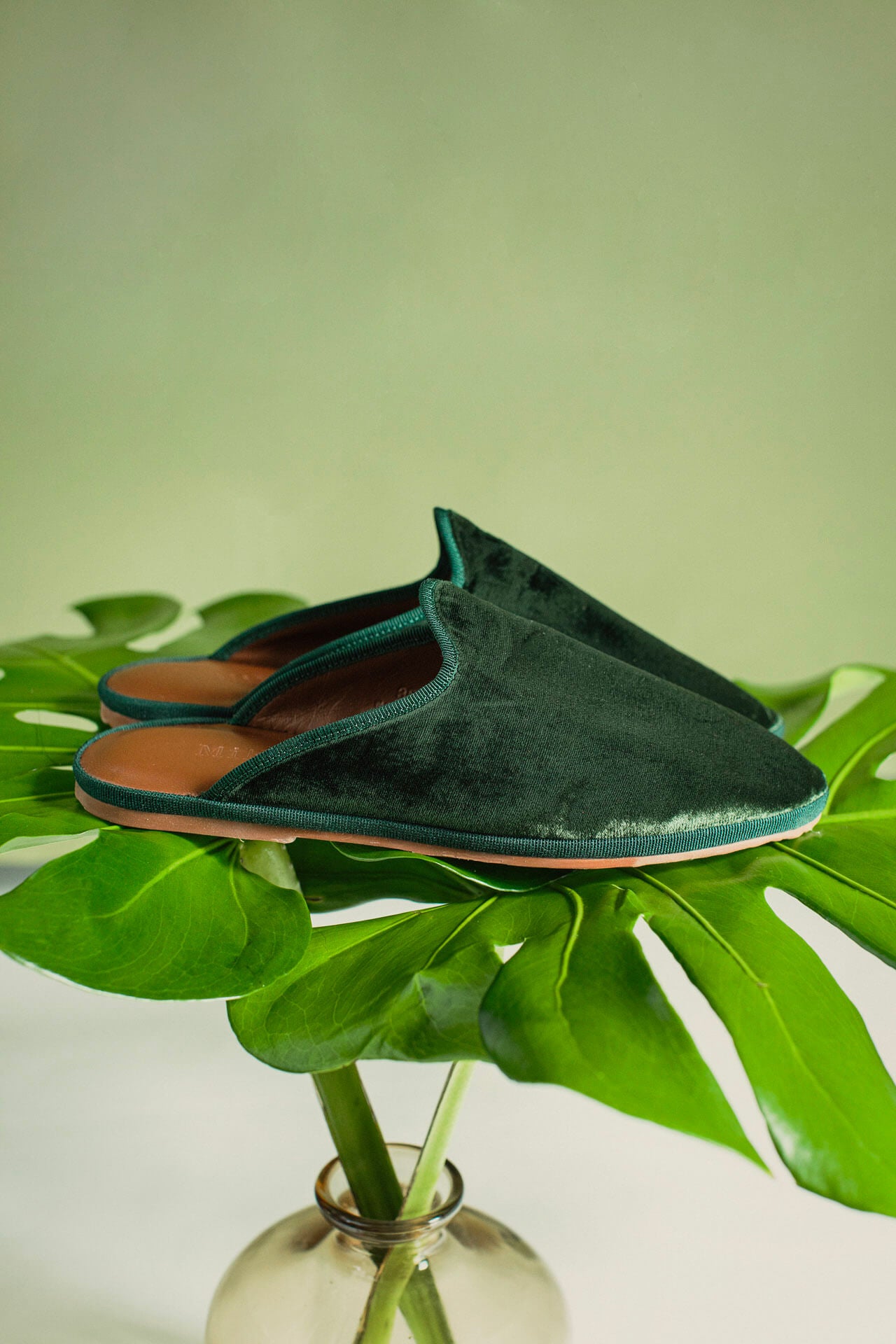 Sabot in velluto, olive