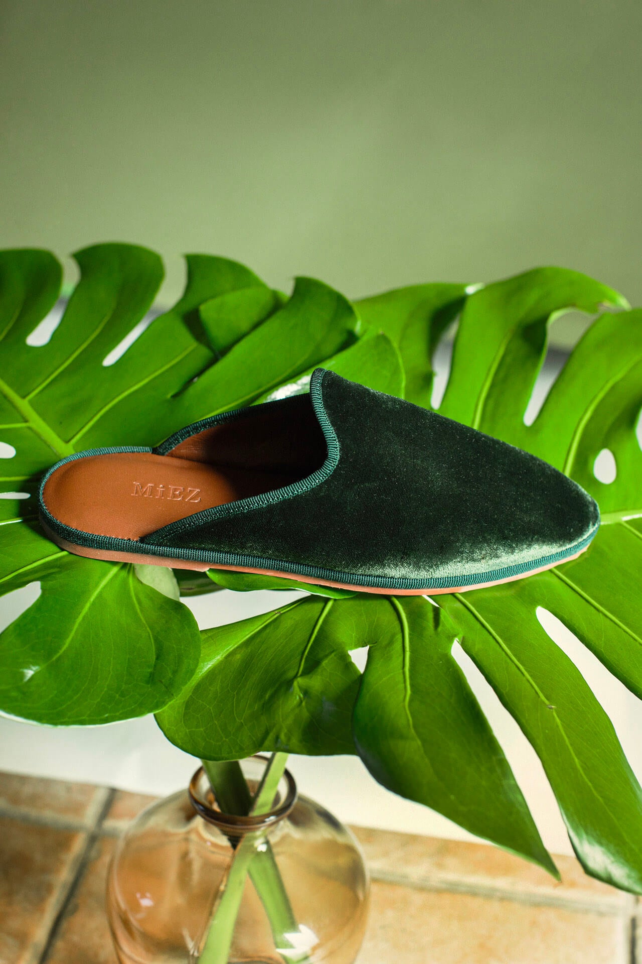 Sabot in velluto, olive