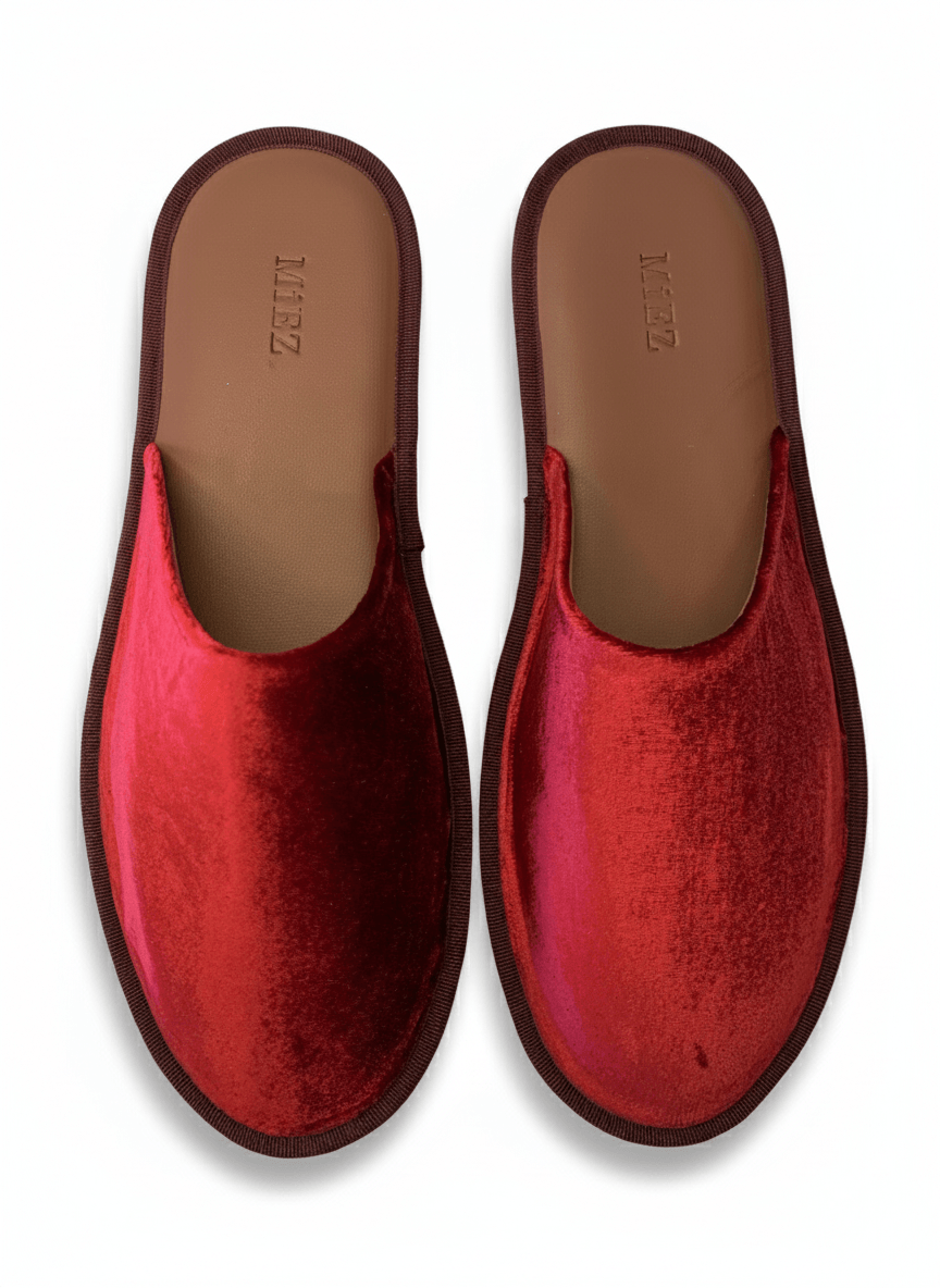 La Ciabatta in velluto, deep red