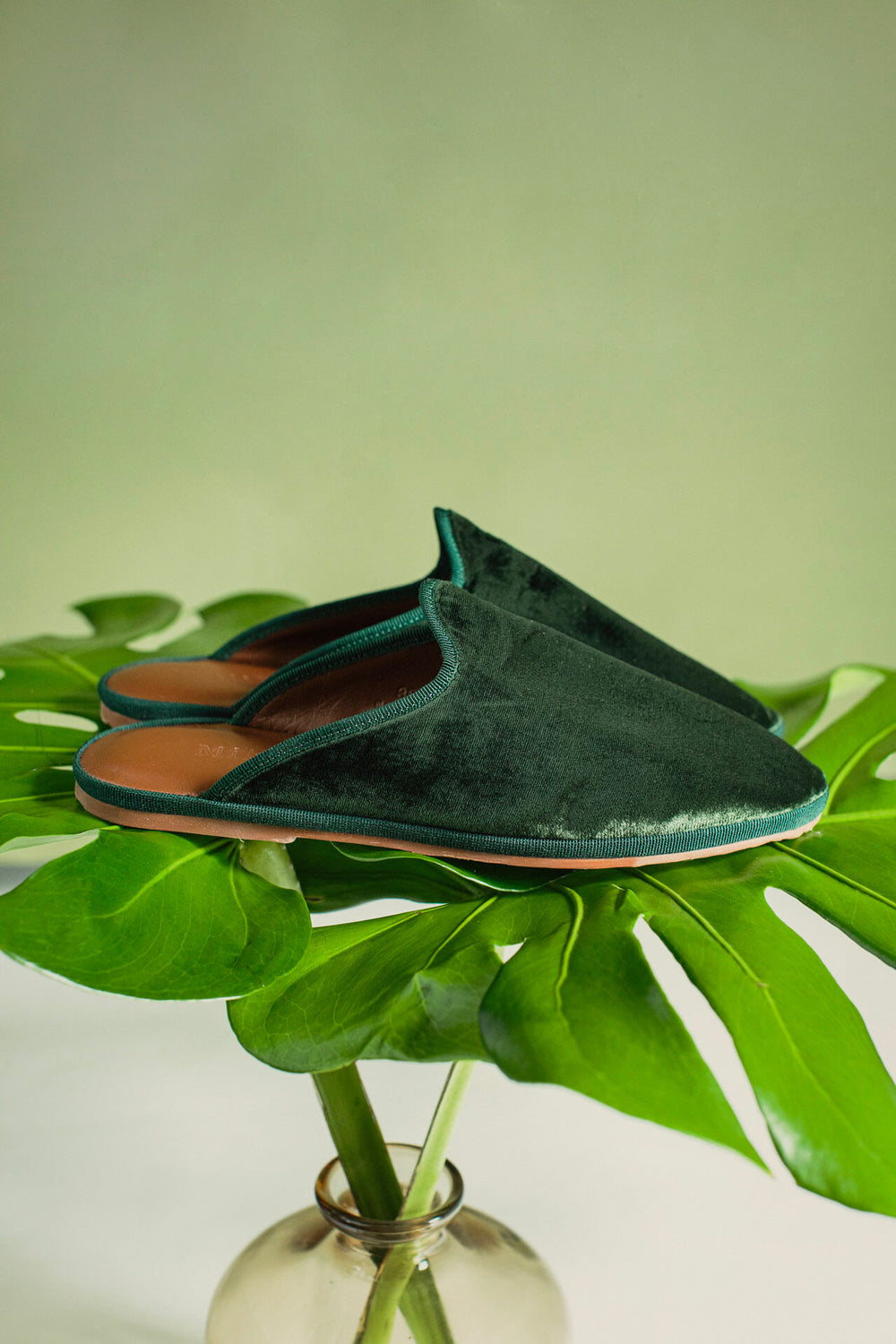 Sabot in velluto, olive